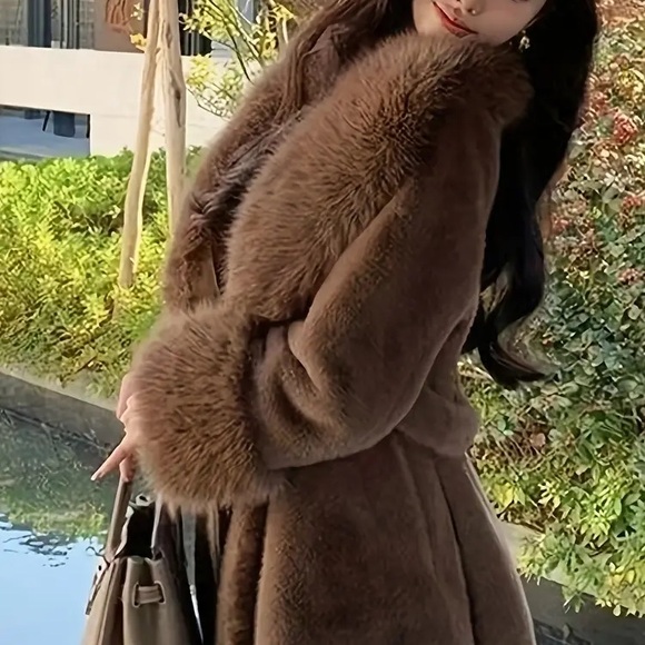 Unbelievably soft, faux fur belted jacket in Coffee Brown. - Picture 2 of 15